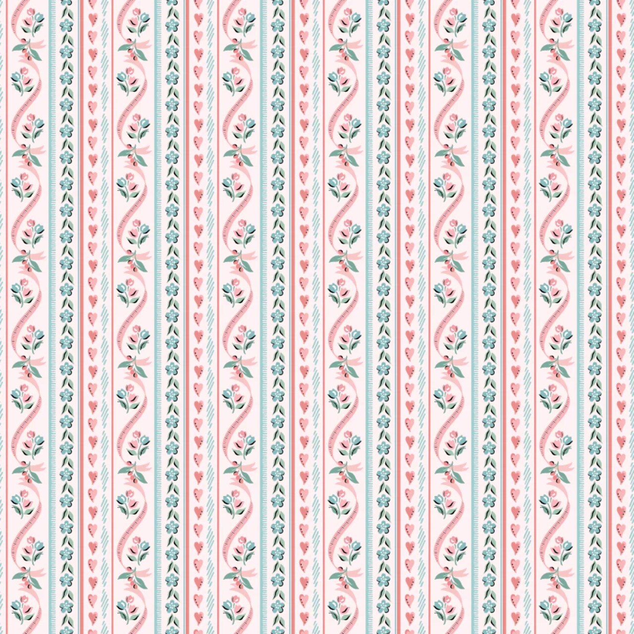 Fabric Poppie Cotton Pink Pillow Ticking Granny's Sewing Room by the Quarter Yard GS25921